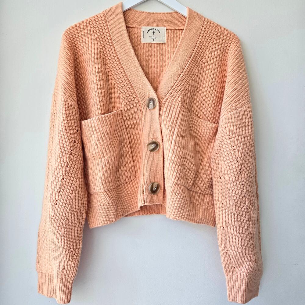 Electric & Rose NEW Cora Cardigan Sweater Orange Melon Color Womens Sz Small NWT